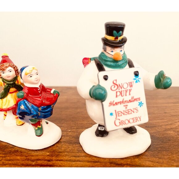 Department 56 Snow Village Snowman Leading Kids Down The Street Set of 3 - Picture 4 of 6